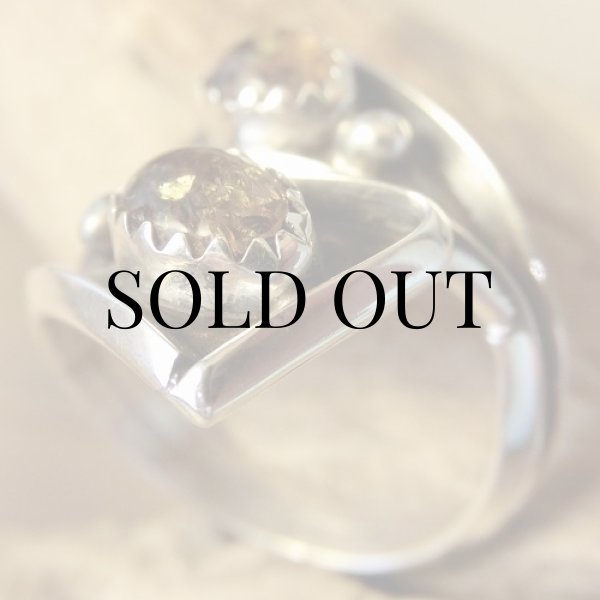 画像4: ナバホ族：アンバー（琥珀）付き フリーサイズリング (4)