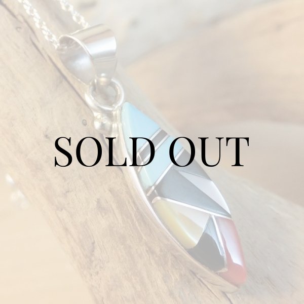 画像3: ズニ族：キャットアイ型 マルチインレイ ペンダント (3)