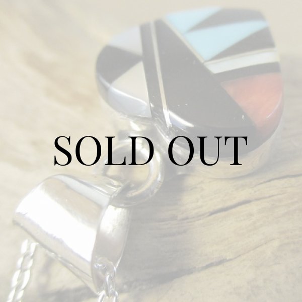 画像4: ズニ族：ハート型 マルチインレイ ペンダント (4)