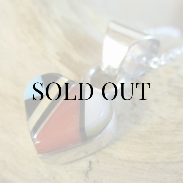 画像6: ズニ族：ハート型 マルチインレイ ペンダント (6)