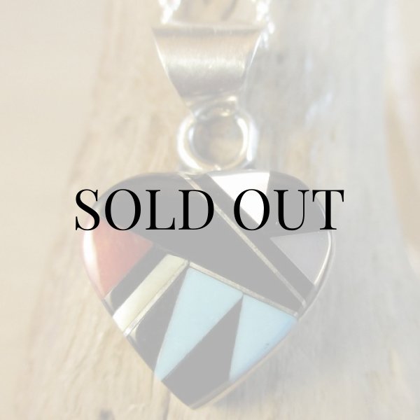 画像2: ズニ族：ハート型 マルチインレイ ペンダント (2)