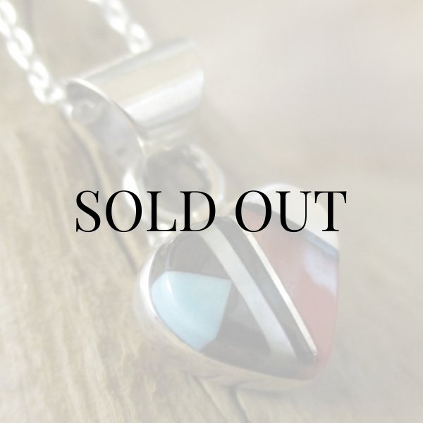 画像3: ズニ族：ハート型 マルチインレイ ペンダント (3)