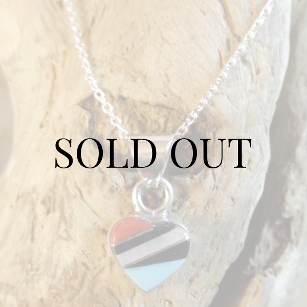 画像8: ズニ族：ハート型 マルチインレイ ペンダント (8)