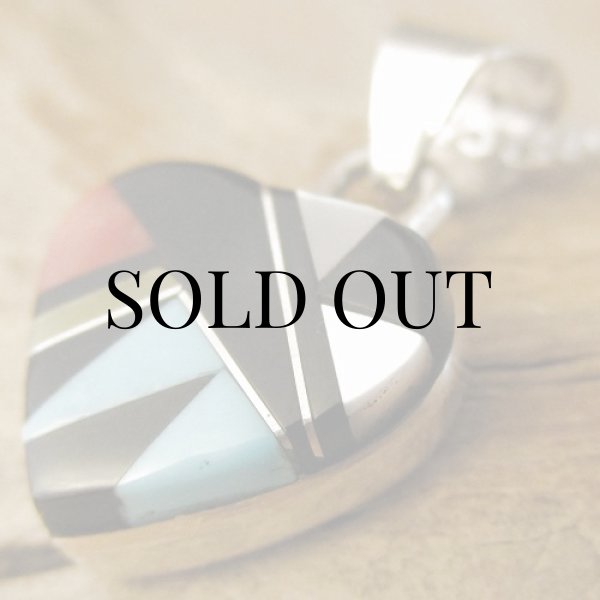 画像6: ズニ族：ハート型 マルチインレイ ペンダント (6)