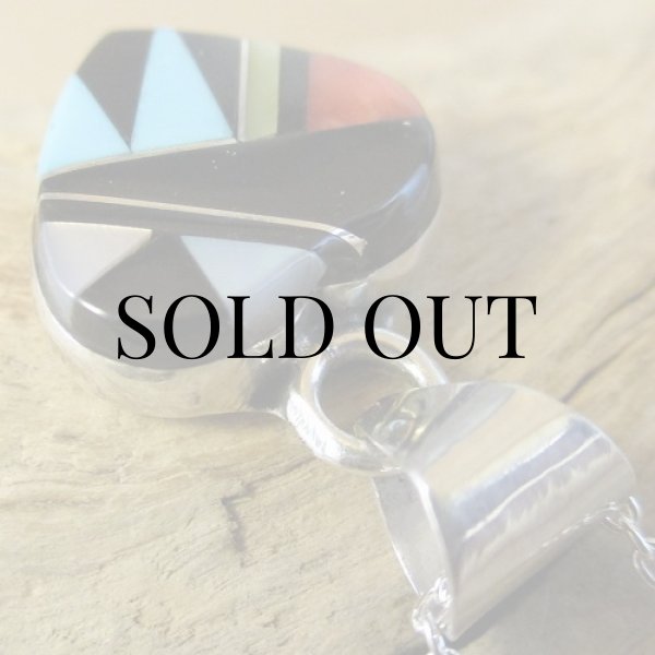 画像5: ズニ族：ハート型 マルチインレイ ペンダント (5)