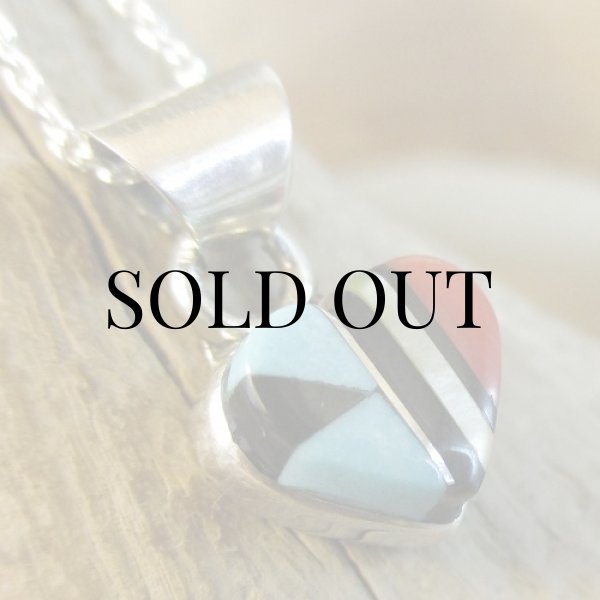 画像3: ズニ族:ハート型 マルチインレイ ペンダント (3)