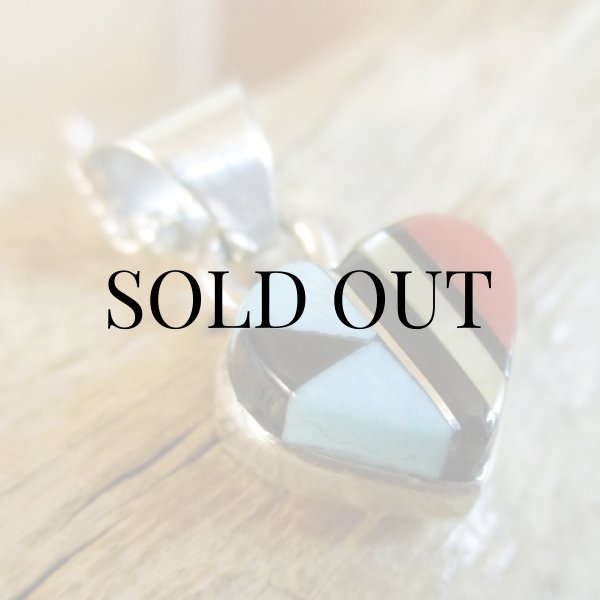 画像7: ズニ族:ハート型 マルチインレイ ペンダント (7)