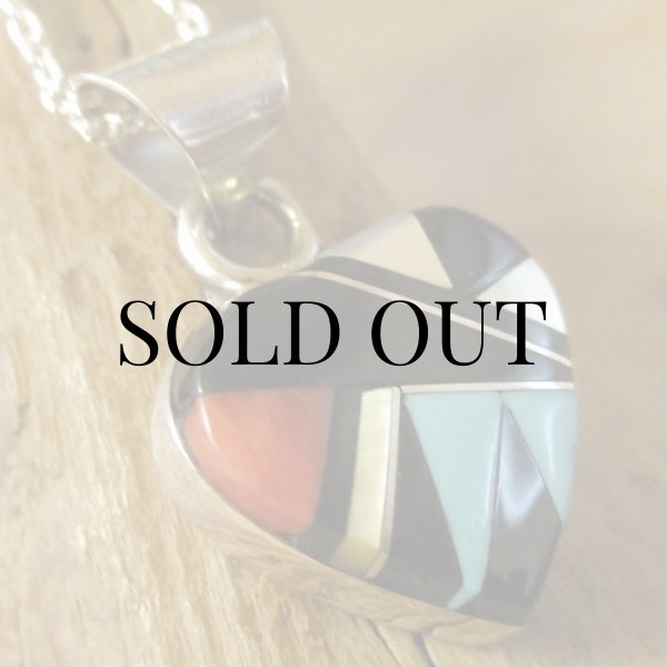 画像3: ズニ族：ハート型 マルチインレイ ペンダント (3)