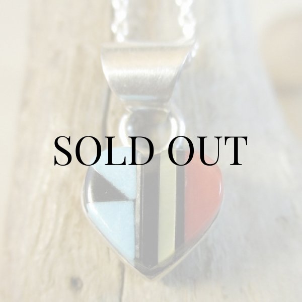 画像2: ズニ族:ハート型 マルチインレイ ペンダント (2)