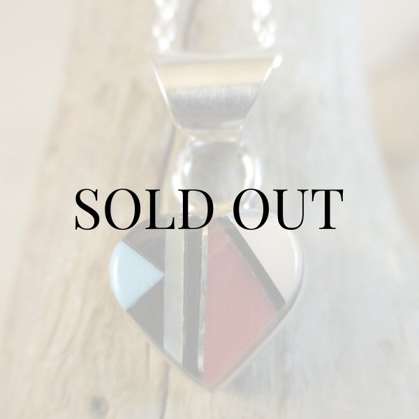 画像2: ズニ族：ハート型 マルチインレイ ペンダント (2)