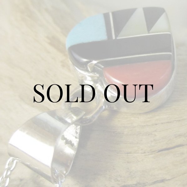 画像4: ズニ族：ハート型 マルチインレイ ペンダント (4)