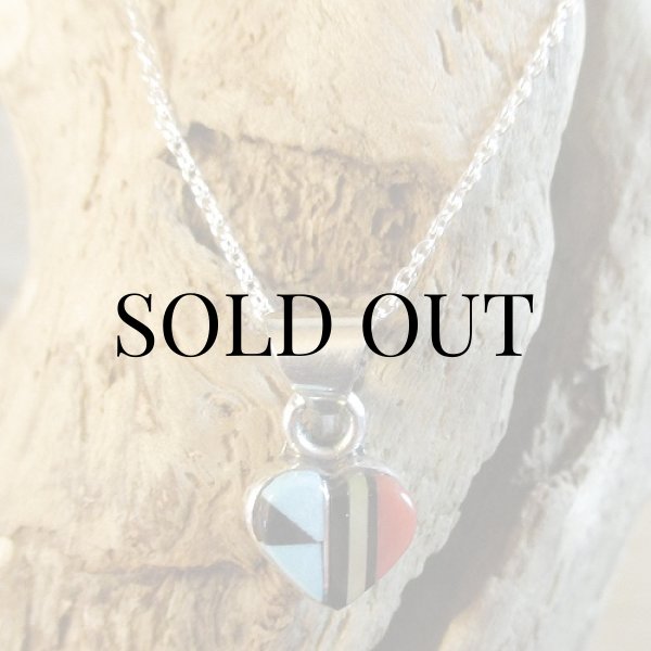 画像8: ズニ族:ハート型 マルチインレイ ペンダント (8)