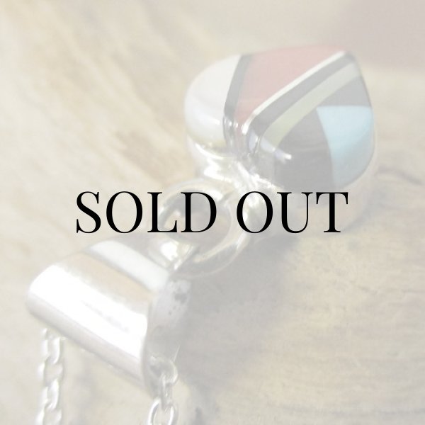 画像4: ズニ族：ハート型 マルチインレイ ペンダント (4)