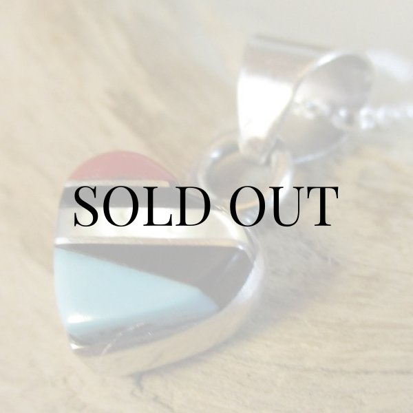 画像6: ズニ族：ハート型 マルチインレイ ペンダント (6)