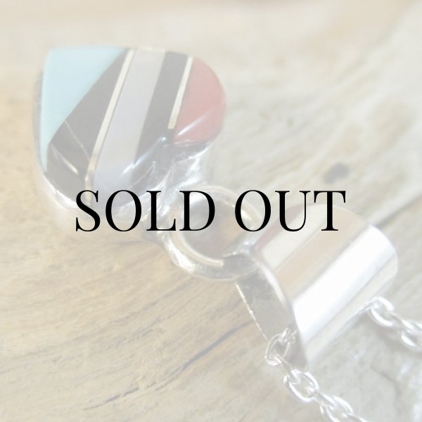 画像5: ズニ族：ハート型 マルチインレイ ペンダント (5)