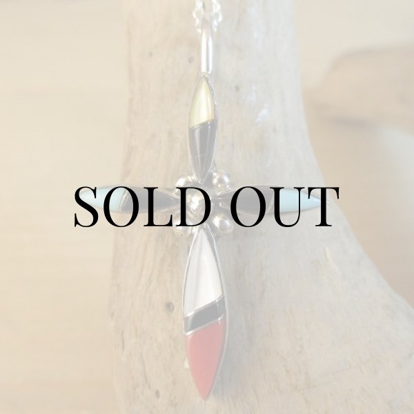 画像2: ズニ族：クロスデザイン マルチインレイ ペンダント (2)