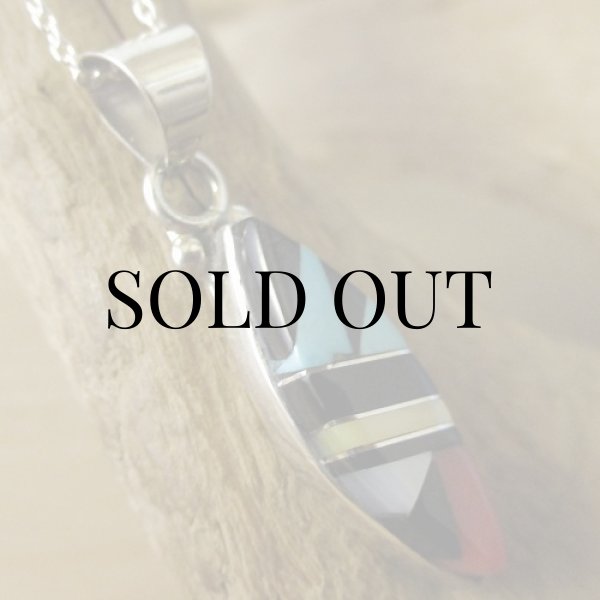 画像3: ズニ族：キャットアイ型 マルチインレイ ペンダント (3)