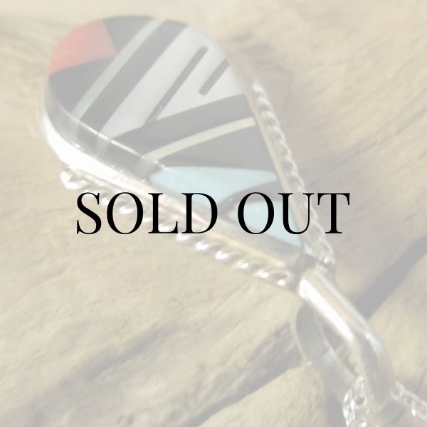 画像5: ズニ族：ティアドロップ型 マルチインレイ ペンダント (5)