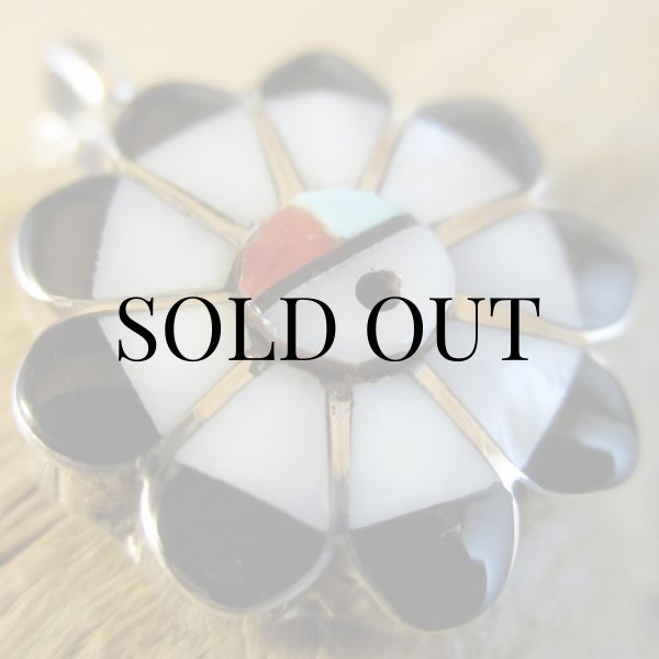 画像7: ズニ族：サンフェイス インレイ ペンダント (7)