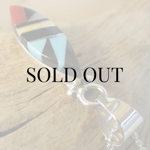 画像5: ズニ族：キャットアイ型 マルチインレイ ペンダント (5)