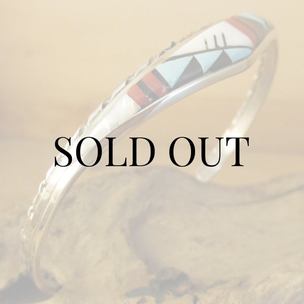 画像4: ズニ族：マルチストーン インレイ カフブレスレット (4)