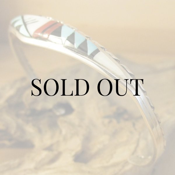 画像5: ズニ族：マルチストーン インレイ カフブレスレット (5)