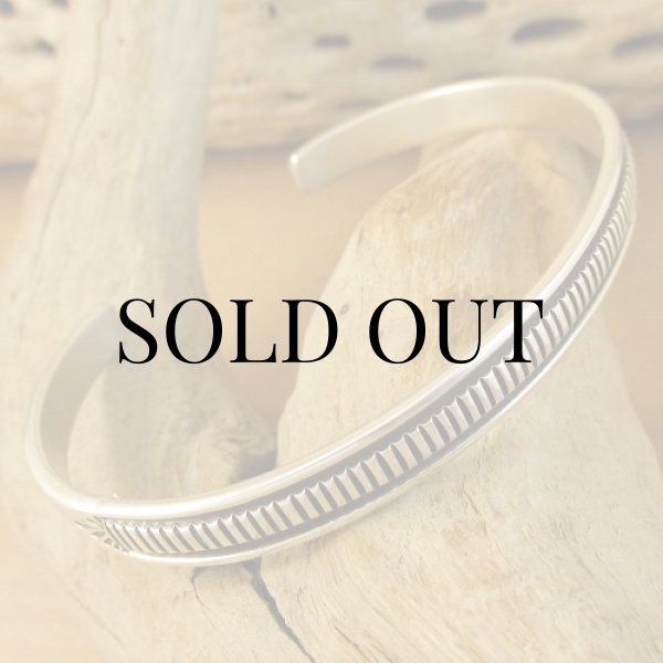 画像3: ナバホ族：Bruce Morgan チゼルワーク シルバー カフブレスレット (3)