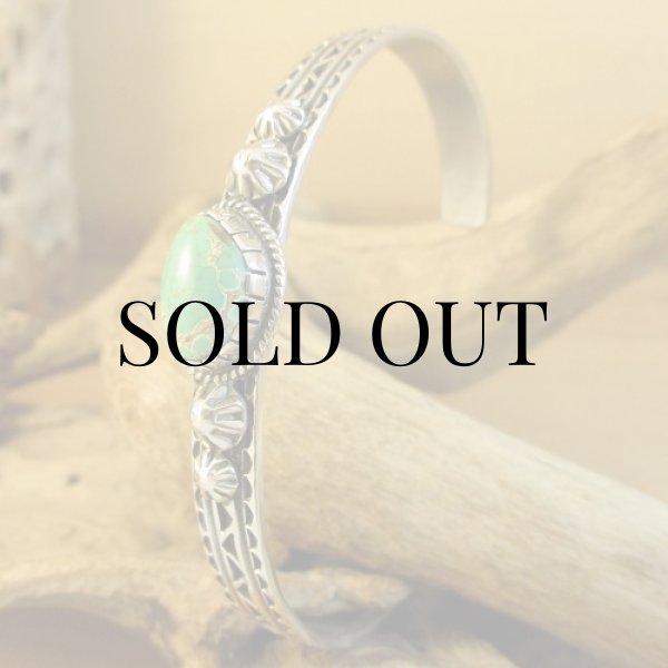 画像6: ナバホ族：Orvill White モーニングスターターコイズ カフブレスレット (6)