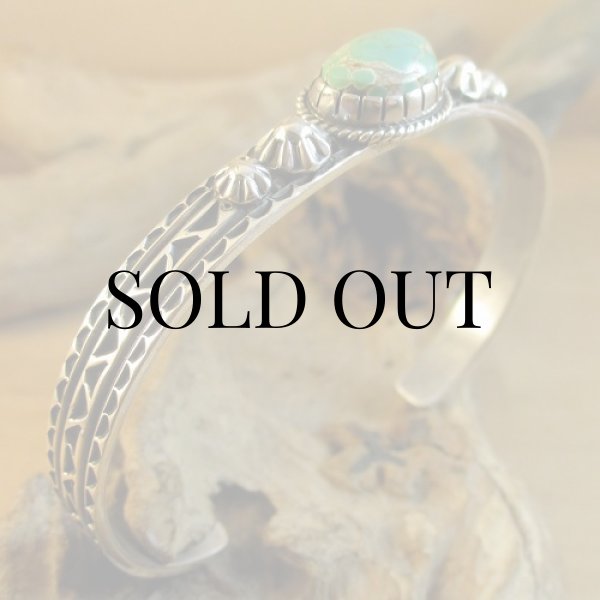 画像5: ナバホ族：Orvill White モーニングスターターコイズ カフブレスレット (5)