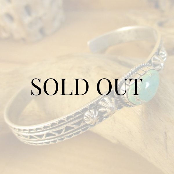 画像3: ナバホ族：Orvill White モーニングスターターコイズ カフブレスレット (3)