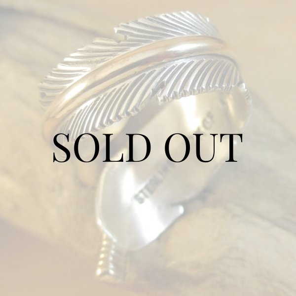 画像7: ナバホ族：Harvey Mace イーグルフェザー12KGF フリーサイズリング (7)