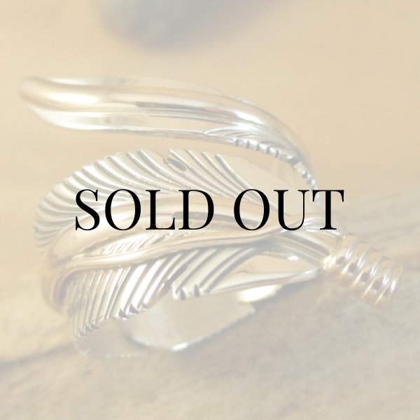 画像8: ナバホ族：Harvey Mace イーグルフェザー12KGF フリーサイズリング (8)