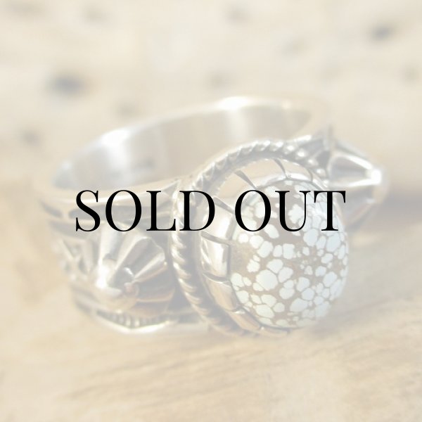 画像3: ナバホ族：Orville White #8ターコイズ リング 19号 (3)