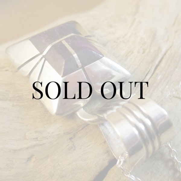 画像6: ナバホ族：Chester Benally スギライト インレイ ペンダント (6)