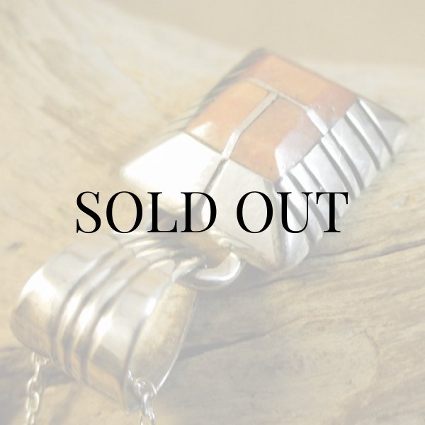 画像5: ナバホ族：Chester Benally スパイニーオイスターシェル インレイ ペンダント (5)