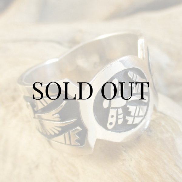 画像3: ホピ族：Sparky Masawytewa ドラゴンフライデザイン リング 18号 (3)