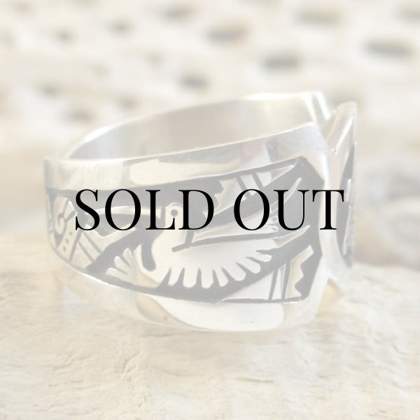 画像5: ホピ族：Sparky Masawytewa ドラゴンフライデザイン リング 18号 (5)