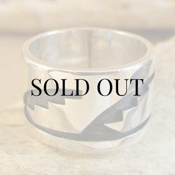 画像2: ホピ族：Iva Casuse ウォーターデザイン リング 14号 (2)