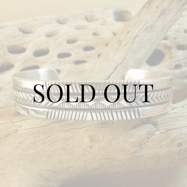 画像6: ナバホ族：Bruce Morgan スタンプワーク シルバー カフブレスレット (6)