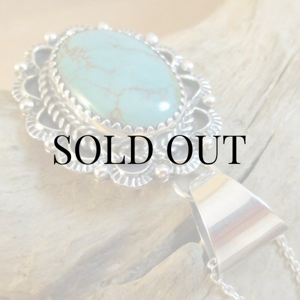 画像6: ナバホ族：John Delvin グリーンターコイズ ペンダント (6)