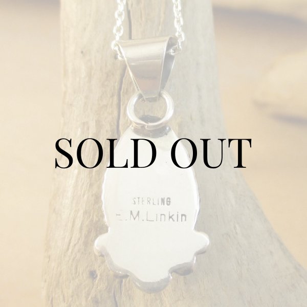 画像4: ナバホ族：E.M.Linkin キャリコレイクターコイズ ペンダント (4)