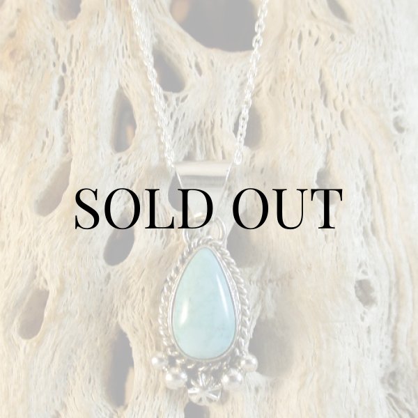 画像9: ナバホ族：E.M.Linkin キャリコレイクターコイズ ペンダント (9)