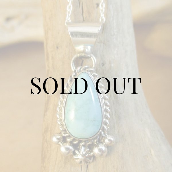 画像2: ナバホ族：E.M.Linkin キャリコレイクターコイズ ペンダント (2)