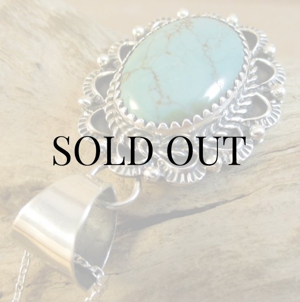 画像5: ナバホ族：John Delvin グリーンターコイズ ペンダント (5)