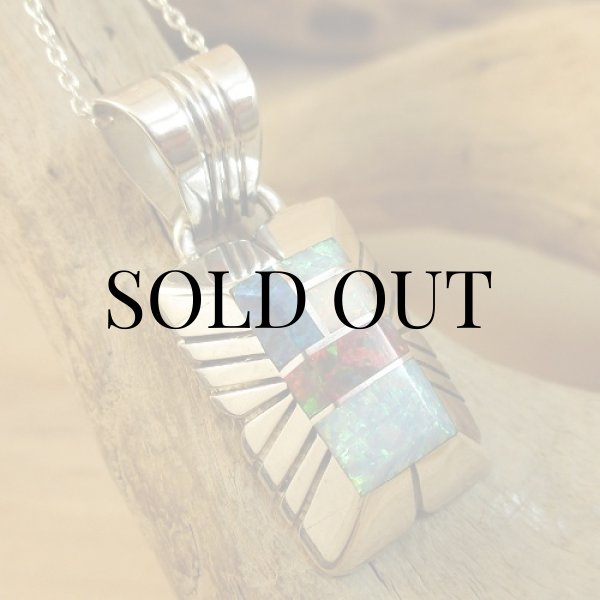 画像3: ナバホ族：Chester Benally オパール インレイ ペンダント (3)