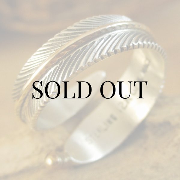 画像7: ナバホ族：Harvey Mace イーグルフェザー12KGF フリーサイズリング (7)