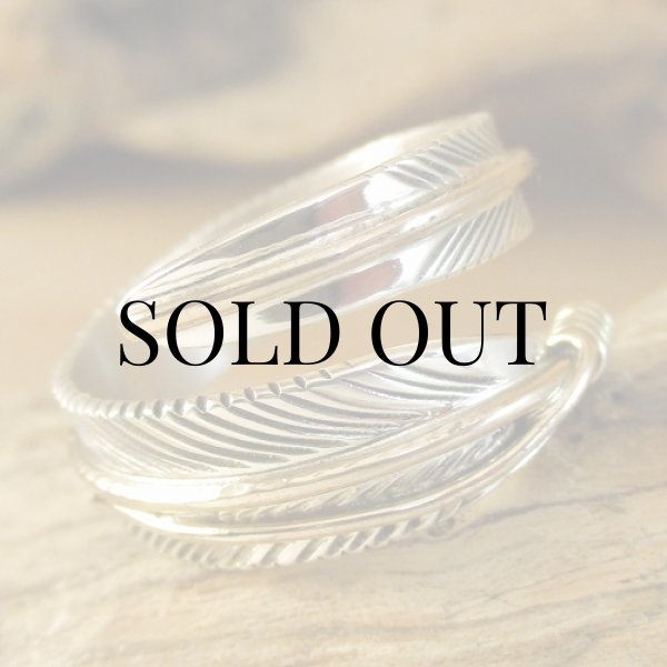 画像3: ナバホ族：Harvey Mace イーグルフェザー12KGF フリーサイズリング (3)