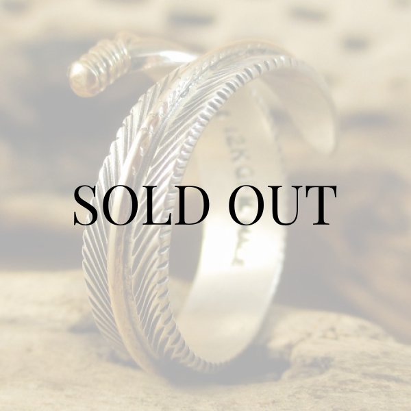 画像5: ナバホ族：Harvey Mace イーグルフェザー12KGF フリーサイズリング (5)