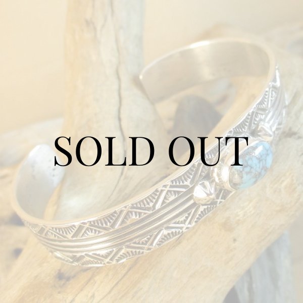 画像3: ナバホ族：Henry Mariano アパッチブルー ターコイズ カフブレスレット (3)