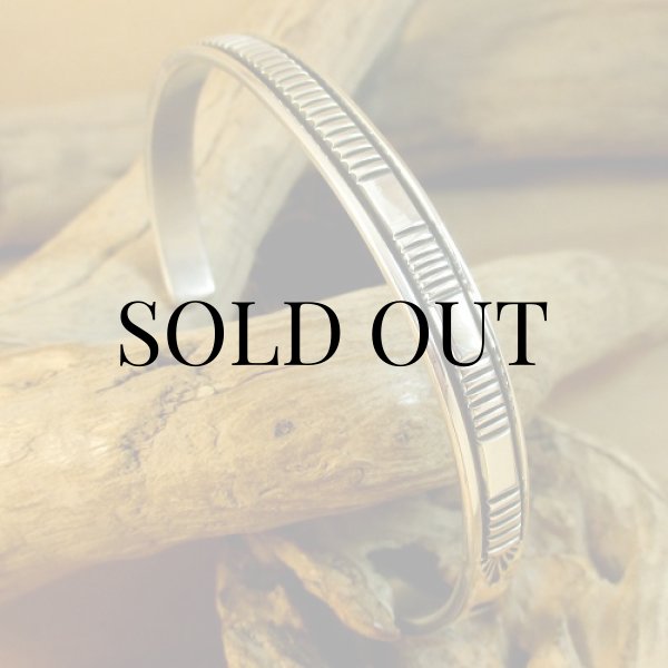 画像8: ナバホ族:Bruce Morgan チゼルワーク シルバー カフブレスレット (8)